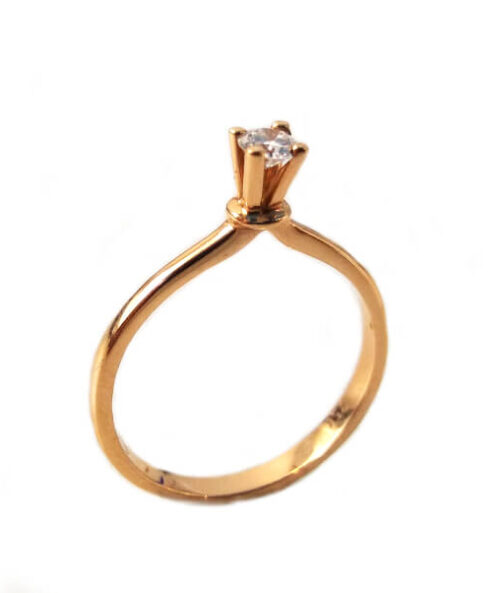 RED GOLD SOLITAIRE DIAMOND RING K18